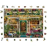 WePuzzleUp Ahşap Puzzle Yetişkin - Saklı Bah&ccedil;e - 450 Par&ccedil;a, 29 x 39 cm - Yapıştırıcı Folyo Dahil - Benzersiz Şekilli Par&ccedil;alar