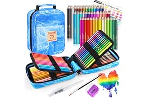KALOUR PDAS 72 Lápices Acuarelables Profesionales, Lápices de Colores Acuarelables Pre-Afilados, Textura Firme, Solubles en Agua, Grandes Regalos de Vacaciones para Artista, Adultos o Adolescentes