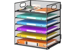 VITVITI Organizer Scrivania,6 Livelli Porta Documenti Scrivania, Rete in Porta Fogli a4 da Scrivania Accessori per Casa Ufficio (Nero)