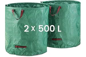 MOOWY Sacchetti per rifiuti da giardino, in plastica, 2 x 500 l