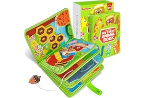 Quanquer Animal Busy Board Montessori Giocattoli per Neonati 1 2 3 Anni - Activity Book per Neonati Ragazzi Ragazze Regalo di Compleanno con Scatola Regalo - Aereo Auto Viaggio Quiet Book Giocattolo