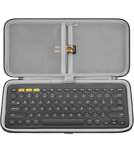 GEEKRIA Compacte Toetsenbordhoes, Veganistisch Lederen Reisetui Met Telefoon En Tablethouder Toetsenbordhoes Compatibel Logitech K380 Pebble Keys 2 K380s Appl Magic Keyboard Roze 2895715989