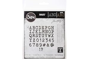 Sizzix Set de Troqueles Thinlits 123 pzas 664406 Mini Alfanumérico Mayúsculo by Tim Holtz, Multicolor, Talla única