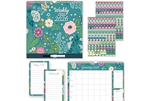 THE GIFTED STATIONERY Calendario settimanale familiare 2026, 6 colonne, in carta FSC, design a griglia grande, ideale per eventi quotidiani, compleanni e appunti, perfetto per la famiglia, calendario 2026, edizione UK