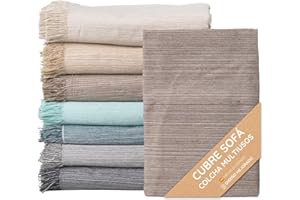 JARAPA HOME MADE WITH LOVE Colcha Multiusos; Plaid sofa, Manta Foulard, Cubre cama, foulard para sofas de Algodón y otras fibras acabado de calidad Fabricado en España. (Marron Jaspeado 05, 230x260cm)