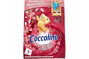 Coccolino Sacchetti Profuma Biancheria Fiori di Tiarè e Frutti Rossi, 1 confezione da 3 sacchetti