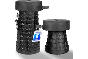 Have A Seat Sgabello telescopico – spesso cuscino confortevole – sgabello regolabile in altezza in 11 gradini – 45 cm di altezza – pieghevole – compatto 1,5 kg – seduta 25 cm – maniglia – nero