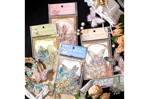 ARPAPER Scrapbooking Kit adesivi 80 pezzi, Laser Bullet Journal Stickers PET Scrapbooking Accessori Glitter Resin Set Scrapbooking Stickers Decorazione per matrimonio,album fotografico (spettro farfalla)