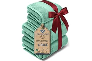 LEBENGOOD Juego de Toallas de Baño y Lavabo 100% Algodón Premium 550gsm | 2 Toallas Lavabo (50x90) y 2 Toallas Ducha (70x130) | Toallas Grandes, Suaves, Absorbentes y (2 50X90 2 70X130 Aqua)