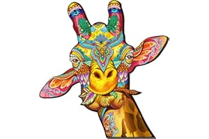 CHARMIBLE Wooden Puzzles for Adults, Giraffe Wooden Jigsaw Puzzles for Adults, Unique Animal Shape Puzzle Gifts, Wooden Puzzles for Family Game and Home Decor (38.9x42cm, 242pcs)