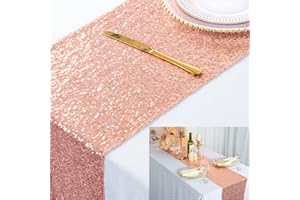 ShinyBeauty Runner da tavola in oro rosa 30 x 150 cm runner da tavola natalizio con paillettes dorate runner da tavola con lustrini glitterati per decorazioni per baby shower (30 x 180 cm, oro rosa)