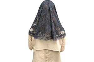 Grettytling Chapel Veil Embroidered Lace Mantilla Veil Headwear Veil for Church