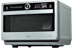 Whirlpool Microonde a libera installazione JT 479 IX Chef Premium termoventilato combinato, 33 litri, Inox, con griglia alta, griglia bassa, piatto Crisp + maniglia