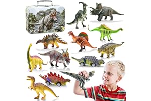 GIUHAT Dinosaurier Spielzeug ab 3 4 5 Jahre, Dino Spielzeug mit Aufbewahrungsbox Kinderspielzeug ab 3-8 Jahre Ostern Geschenk Kinder Junge Mädchen Spielzeug Dinosaurier Figuren / Autos