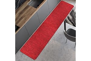 Comart, Alfombra Nancy para Cocina, Pasillo y decoración, Antideslizante, de Chenilla, Borde Antideslizante, Suave, Resistente, Lavable a máquina, Fabricada en Italia, Color Rojo, 50 x 270 cm