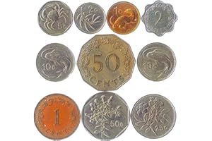 HOBBY OF KINGS 10 Monedas Maltesas 2 Mils - 50 Céntimos Malta Monedas De Colección De 1972. Ideal para Banco De Moneda, Sostenedores De Moneda Y Album De Monedas