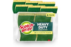 Scotch-Brite Heavy Duty Cellulosic Scrub Sponge, 6 units/pack | Kitchen sponge | Dish sponge | Scrub | General Purpose Cleaning | Food Safe | Non-Rusting | Kitchen, Garage, Outdoor
