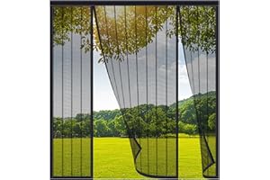 FYHDSH Magnetic Fly Screens for Doors, Anti Mosquito Mesh Curtain, Double Door Screen Curtain for Sliding Door with Powerful Magnets and Full Frame Magic Tape, Keep Fly Bug Out, Black-A-120x200cm