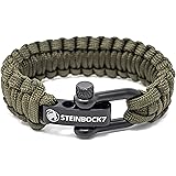 Steinbock7 Paracord Survival Rope Bracelet, Stainless Steel, Adjustable Closure, Including Instructions for Braiding [May not