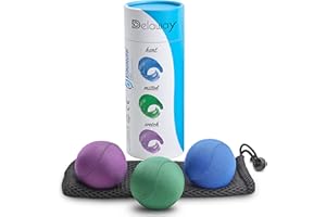 ‎DELAWAY DELAWAY Anti Stressball Set Erwachsene - Hand Therapie Bälle in 3 Stärken - Knautschbälle inkl. Aufbewahrungstasche - Handtrainer - Relaxbälle zur Entspannung und Stressabbau (6 cm, blau, grün, lila)