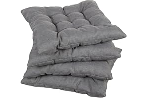 gutekissen Coussin de Chaise piqué carré Garniture pour chaises/bancs pour la Maison et Le Jardin Coussin d'assise Coussin d'assise de Jardin Nombreuses Couleurs (45x45, Gris, 4)