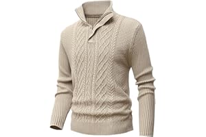 MeiLayM Pullover en Tricoté d'hiver pour Homme Col Montant Pull à Fermeture Éclair Pull Manches Longues Casual Pull Basique Fit Simple Sweat Pullover