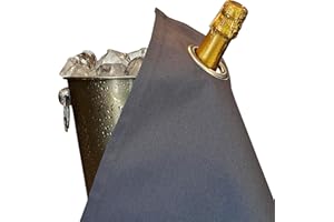BOTTLECLOTHS - Classic Collection, Flaschentuch mit Metallring für Eiskübel, Baumwolle, 42 cm, Eckloch (Platin mit Silbernem Metallring, 1 Stück)