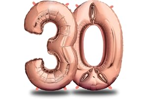 envami® Palloncini Compleanno 30 Anni Oro Rosa 101 CM - Palloncino Numero 30 - Numeri Gonfiabili Compleanno - Decorazioni Compleanno - Palloncino 30 Anni Compleanno - Vola con l'Elio
