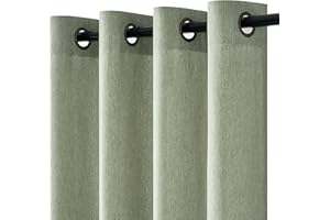 ‎TOPFINEL Topfinel Gardinen mit Ösen Wohnzimmer Vorhänge Leinenoptik Halbtransparent Licht Filtern Vorhang 2er Set H 225 x B 140 cm Boho Leinenvorhang für Schlafzimmer Balkontür, Salbeigrün