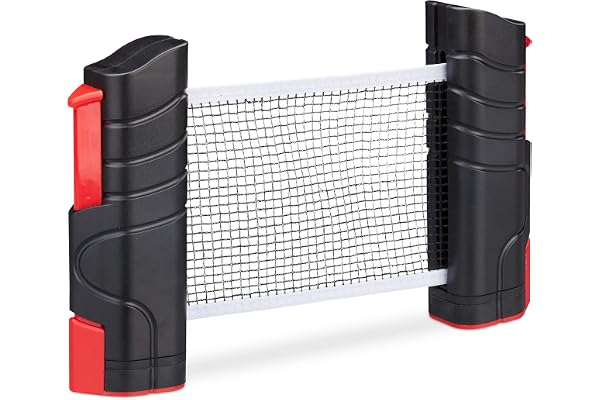 Relaxdays bordtennisnät utdragbart, pingisnät, ping-pongnät, rödsvart