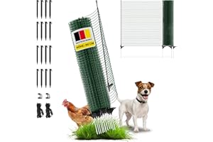 ‎HORIZONT horizont Begrenzungszaun FIX, mobiler Zaun 15 m lang & 90 cm hoch, engmaschig, 9 Pfähle, Beetschutz, Gartennetz, ideal für Camping, Hundezaun, Absperrzaun, Steckzaun