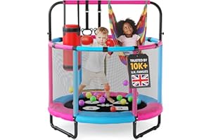 Happin® 55” Toddler Trampoline, Indoor & Outdoor, Ages 1-6, 5FT Kids, Ultra Safe Rebounder Trampoline for Kids with Safety Enclosure Net, for Toddler Boys & Girls
