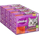 Whiskas 1+ Katzennassfutter Klassische Auswahl in Sauce, 12x85g (4 Packungen) – Hochwertiges Nassfutter für ausgewachsene Kat