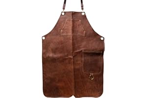 Angus Stoke Grembiule in pelle premium - grembiule da barbecue in pelle pieno fiore - grembiule in pelle one-Cut Vintage - BBQ & Kitchen - Stan (XXL-XXXL)