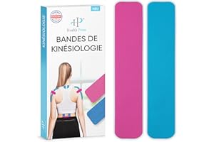 Health Press® Bandes de Kinesiotape – 50 Pièces Bleu + Rose (25cm x 5cm) Bande de Kinésiologie Pré-découpée | Tape Physio et Sport | Imperméable et Élastique | Tape Doux pour la Peau