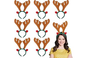 ABOUT SPACE Deer Antlers Headband- 8 Pcs Stretchable Reindeer Antler Ear Hair Hoop for Kids, Christmas Party Hair Accessories