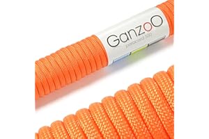 Ganzoo Corde Paracord 550 pour Bracelet, Laisse, Collier, 30 mètres de Corde en Nylon/Polyester 4mm, 7 brins de Noyau, Corde de Parachute Charge jusqu'à 250kg (550lbs), Noire