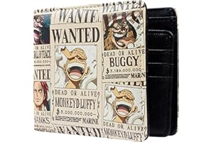 One Piece Portefeuille Garçon Homme et Ado, Porte Cartes en Similicuir, Porte Monnaie et Billets, Accessoires Manga Anime (Beige)