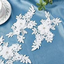 GORGECRAFT 2 Styles 3D Sequin Flower Lace Applique Embroidery Sew On Collar Trim Patch Floral Motif Fabric Craft Decorative Patches For Sewing Wedding DIY Clothes Dress Pants Jeans Bag Garments Black
