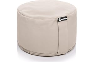 BODYMATE Cuscino da Yoga Rotondo Extra Alto 20cm Diametro 31cm con Imbottitura di Grano Saraceno e Spelta – Rivestimento Lavabile in Lavatrice 100% Cotone Extra Spesso – Cuscino da Meditazione – Zafu