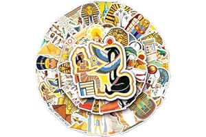 BRIC DODO Pegatinas de Egipto,50 Piezas Impermeable Vinilo Pegatinas para Monopatín Ordenador Portátil Equipaje Moto Bicicleta Guitarra Botellas de Agua Casco,Egypt Pegatinas para Adultos,niños y niñas