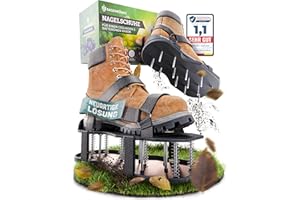 RASENKÖNIG Nagelschuhe Pro | Rasenlüfter Schuhe + Estrichschuhe | Rasenbelüfter Vertikutierer und Aerifizierer für Rasenbelüftung | Premium Rasenschuhe zum Rasen belüften und auflockern - vormontiert