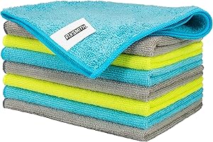FIXSMITH Microfibre Cloth- Pack of 8, Multifunctional Microfibre Towels,30x40cm, Highly Absorbent Microfiber Duster Cloths for Kitchen, Lint-Free,Streak-Free Cleaning Cloths for Car