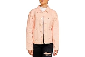 GENERIC Denim Jackets Women, Regular Fit Heavy Stone Wash Ladies Jeans Top Long Sleeve Girls Casual Outwear