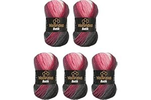 Wollbiene Batik 5 ovillos de 100 g, 500 g, lana con degradado multicolor, multicolor (5100 gris, baya)