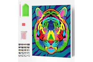 Splat Planet Kit De Pintura De Diamante Enmarcada De Tigre, Kit De Pintura De Diamante 5D, Decoración De Pared Del Hogar, Artes Y Manualidades Para Adultos, Niños, 30 X 40 Cm