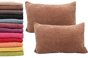Meishida Juego de 2 Fundas de Cojín 40 x 60 cm Tejido de Chenilla Suave, Fundas Almohada con Cremallera Oculta Decorativa para Sofá y Cama (Marrón, 40 x 60 cm)
