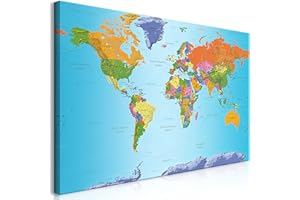 murando Cuadro Mega XXXL Mapa del mundo 170x85 cm Cuadro en Lienzo en Tamano XXL Grande Gigante Imagen Para Montar por uno Mismo Decoración De Pared DIY mapa Continentes k-A-0104-ak-h