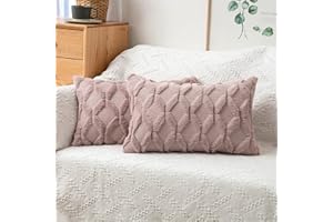 MIULEE 2 Piezas de Funda de Cojines Poliéster con Diseño Bordado Funda de Almohada Peluche Duradero Moderna Decorativa Invierno para Silla Oficina Cama Habitacion Salón Jardin 30x50cm Rosa Polvorienta