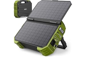 BROWEY Portable Power Station with Solar Panel, 12-40W Own Solar Charging Panel, 614WH, 1000W Rated Power, 2000W Peak Power Solar Generator for Outdoor Camping, Caravanning and Emergency Preparations